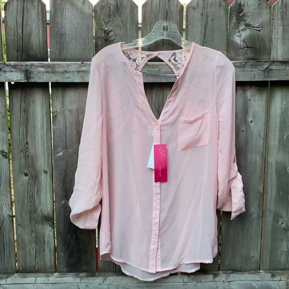 Six Degrees pink see through top sz. M NWT